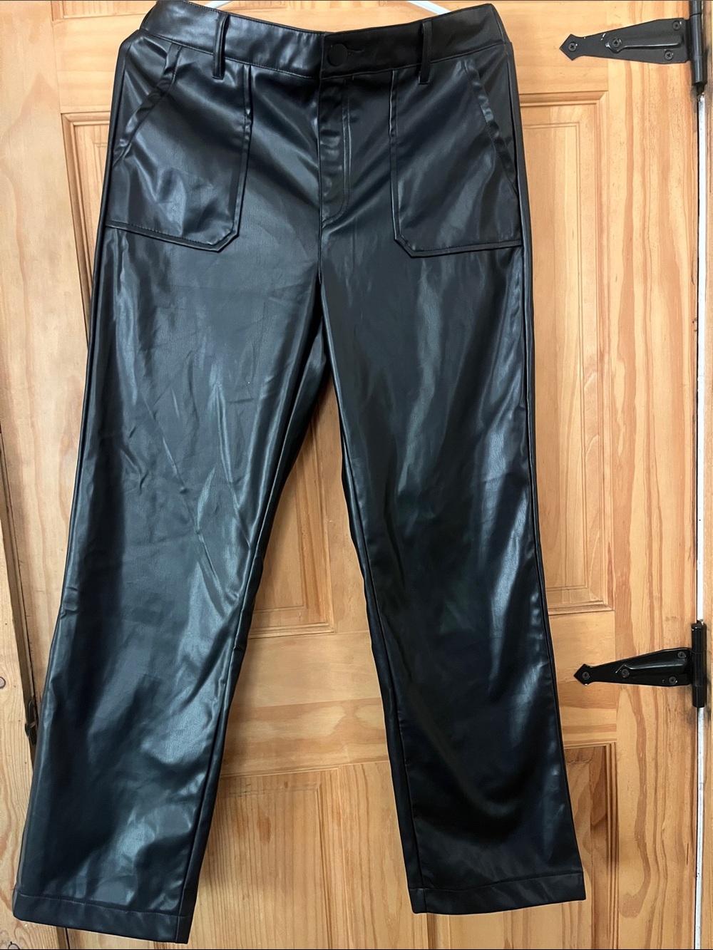 Kendall & Kylie Black Faux Leather Pants with Snap Waist